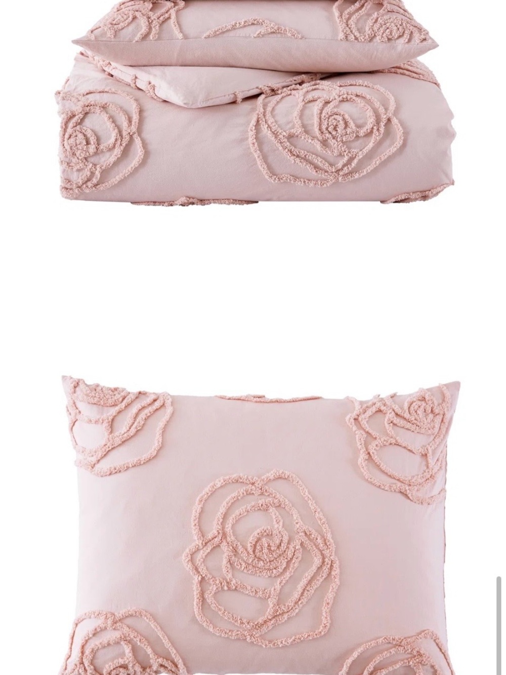 Betsey Johnson Pale Pink Rose Appliqué Comforter/duvet cover Set - Picture 3 of 11